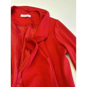 Calvin Klein Red Ruffle Open Front Jacket Size 12
